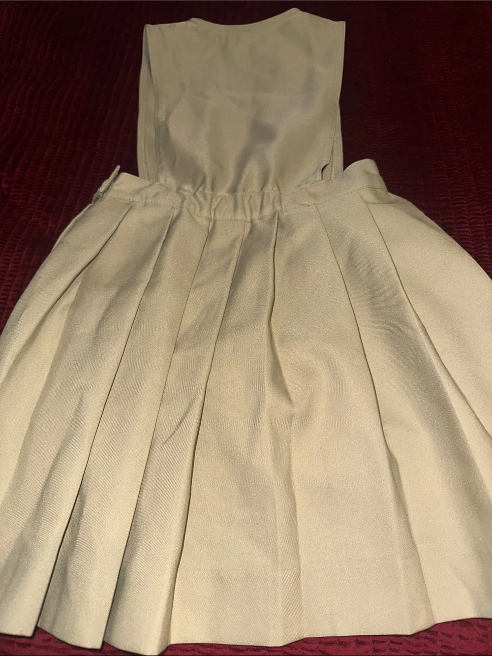French Toast Cream Pleated Jumper Dress